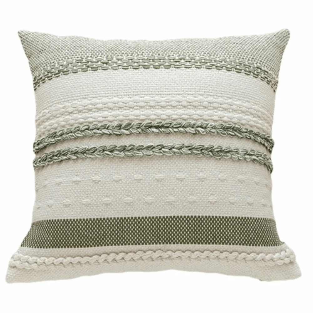 Boho Striped Textured Decorative Throw Pillow Covers - 18x18 Inch