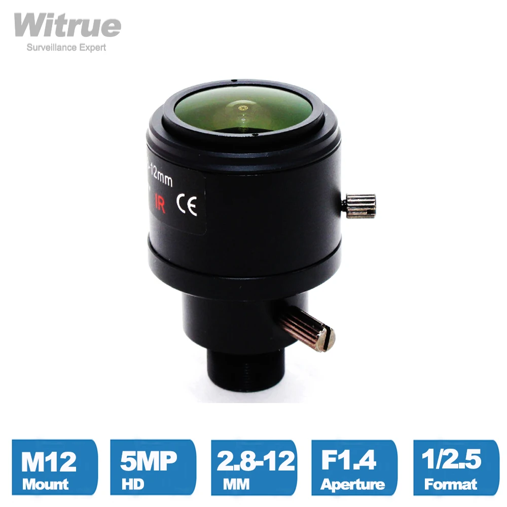 5MP Varifocal Lens M12 Mount 2.8-12mm 1/2.5 inch F1.4 With IR Filter ...