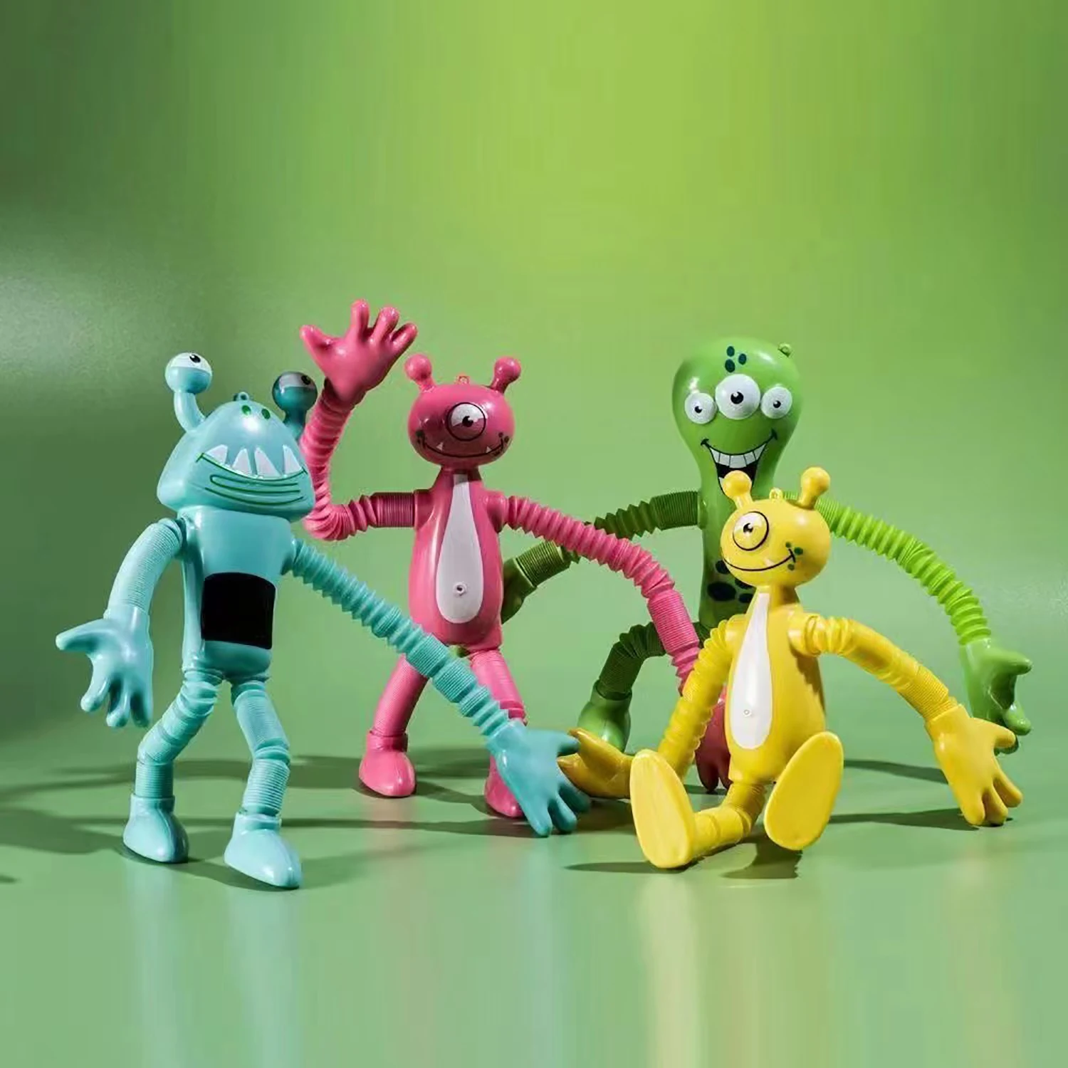 4pcs luminous/non luminous stretching robot telescopic tube decompression toy LaLaLaLe funny puzzle toy gift color random 4