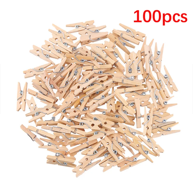 Small size Mini Wooden Clothes Pegs Photo Clips 25mm Coloful Clips for sheets DTY Craft Decor 100Pcs