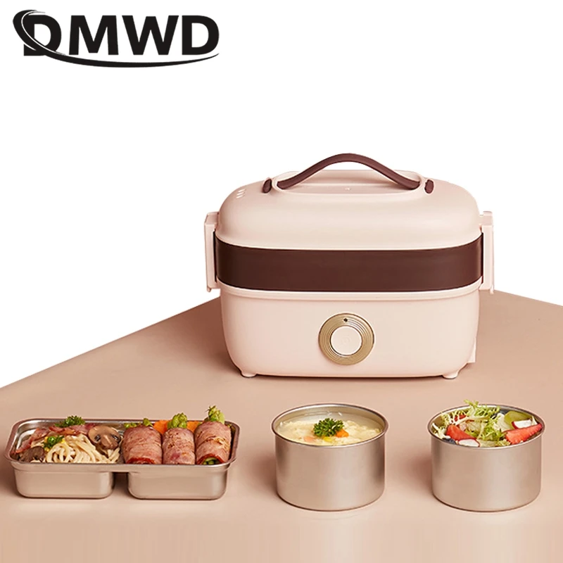 Portable Lunch Box Fast Heating Food Steamer Egg Boiler Electric Rice cooker Insulation 2 layer stainless steel Food Container 2