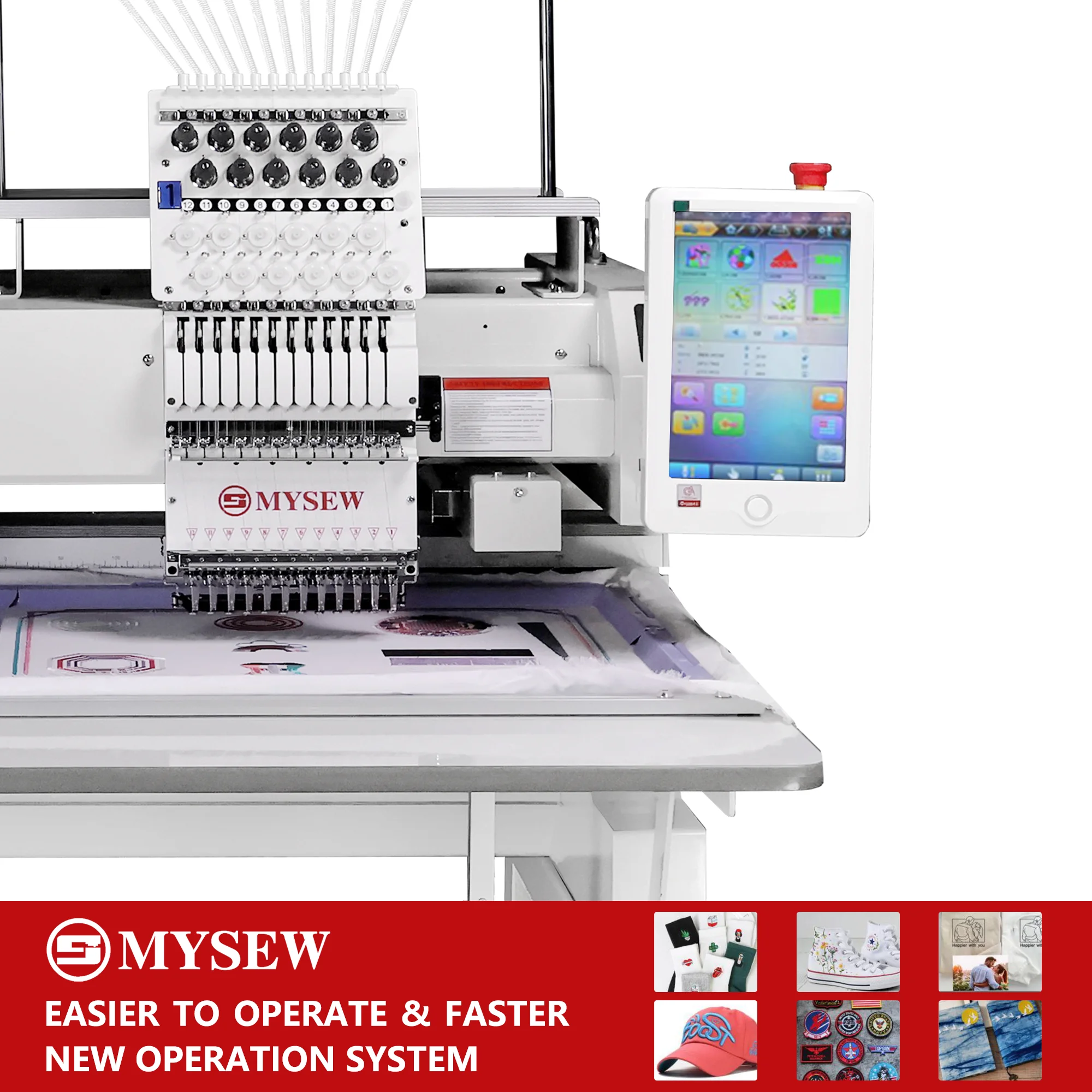 MYSEW MFS1200 단일 헤드 컴퓨터 1200rpm 12바늘 컴퓨터화된 모자 로고 티셔츠 산업용 자수 기계 판매