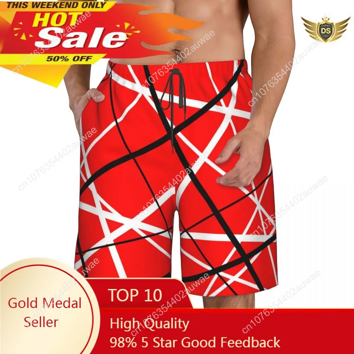 New Summer Men Shorts Men Sports Athletic Running Sport Fitness Beach Basketball Jogging Man Loose Short Pants Van Halen Board