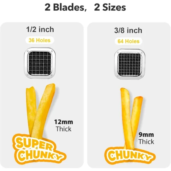 Befano Electric French Fry Cutter, Upgrade Lid Control Version with 1/2 Inch and 3/8 Inch Blade. 300w Commercial Grade