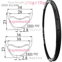 Jantes Carbonbeam neuves, seulement 270g, profondeur asymétrique 23mm, largeur 28mm, 30mm, 32mm, 29er, sans crochet, tubeless, jantes VTT carbone 29er. 1