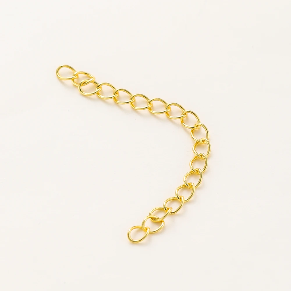 20Pcs Length 5cm 14K/18K Gold Color Plated Brass Flat Oval Tail Extender Chains DIY Bracelet Necklace Jewelry Making Supplies