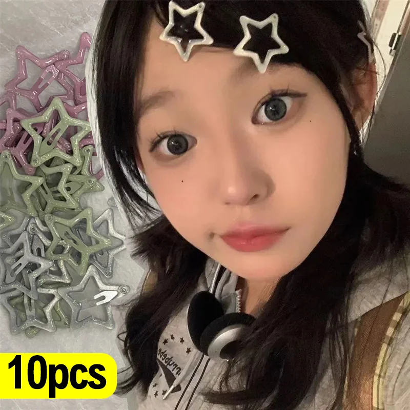 1/10pcs Star BB Hair Clips for Kids Gril Headwear Cute Star Hairclips Hairpins Glitter Metal Side Barrettes Y2K Hair Accessories