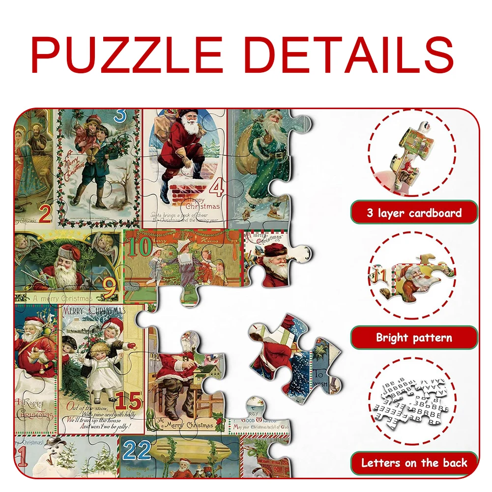 Advent Calendar Christmas Puzzle for Adults 1000PC Countdown to Christmas Calendar Jigsaw Puzzle gift for Kids adults
