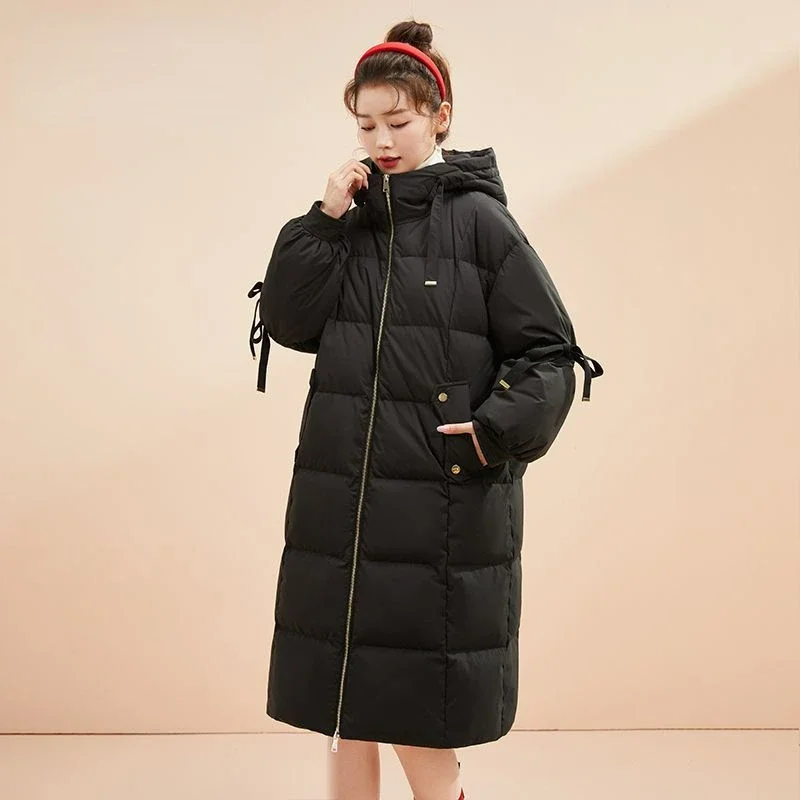 2024 New Women Down Jacket Winter Coat Female Mid Length Version Parkas Loose Large Size Thick Outwear Warm Hooded Overcoat