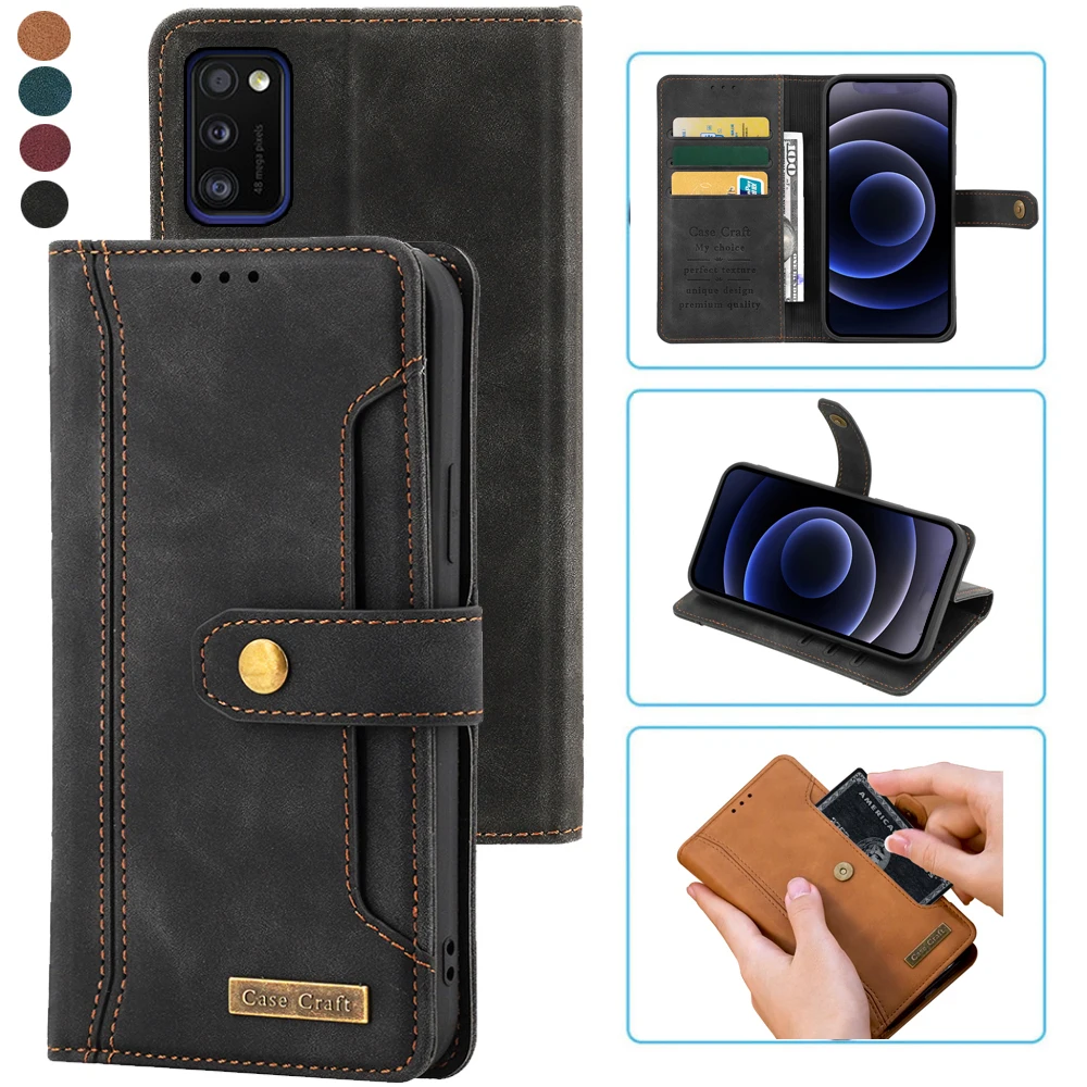 Per Samsung Galaxy A41 Custodia Per Notebook Stile Custodia Per Carte Portafoglio In Pelle Flip Cover Per Samsung A41 Dual Sim Luxury Cover Stand Card