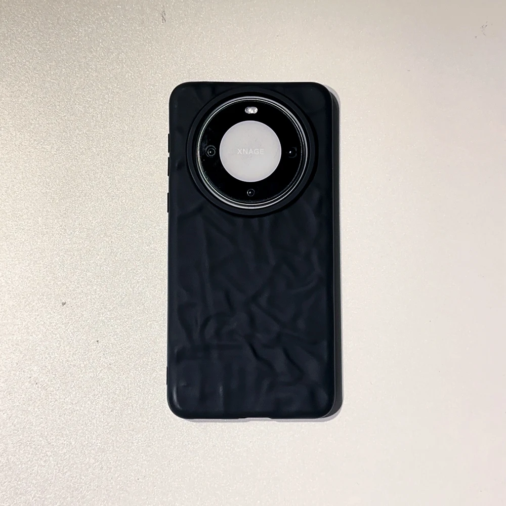 Coque de téléphone à plis 3D noir mat pour Huawei P40 P50 P60 Mate 30 40 50 60 Pro Pura 70 Pro Ultra Honor 50 Soft Cover_voghion.com