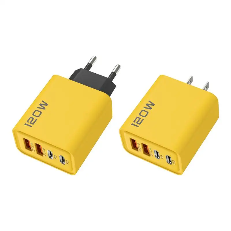 Hot Sale 120W 3.0 USB Fast Phone Charger Type C Quick Charge Charging Adapter For Phone 15Pro Max Mate60 Pro 4-port EU/US Plug