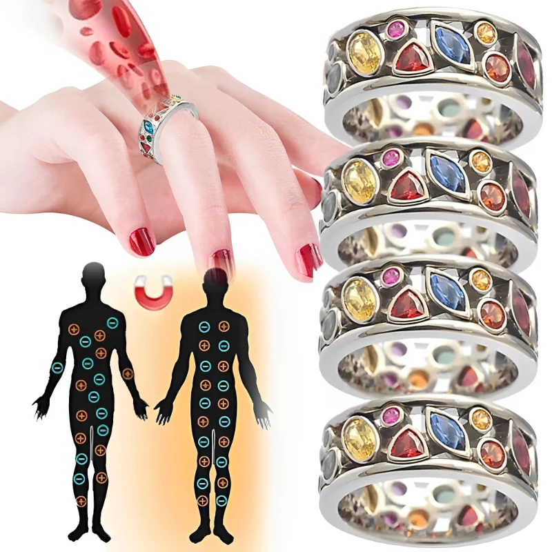 Colorful Women Hollow Out Geometric Stone Rings Therapy Crystal Ring