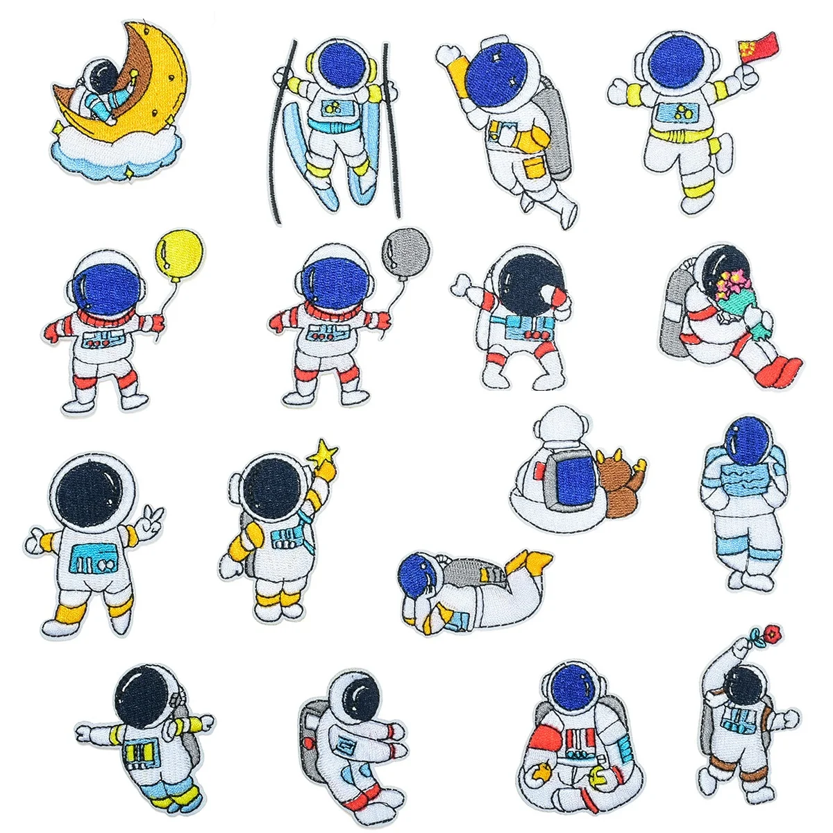 

17Pcs Cartoon Space Astronaut series Applique for on Sew Child Clothes Pants Ironing Embroidered Patches Diy Decor Jeans Sticker