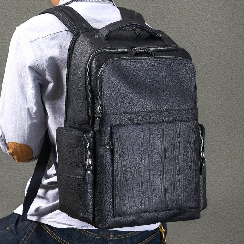 

AETOO Retro style niche high-end business white-collar large backpack thick cowhide commuter travel leisure lightweight storage