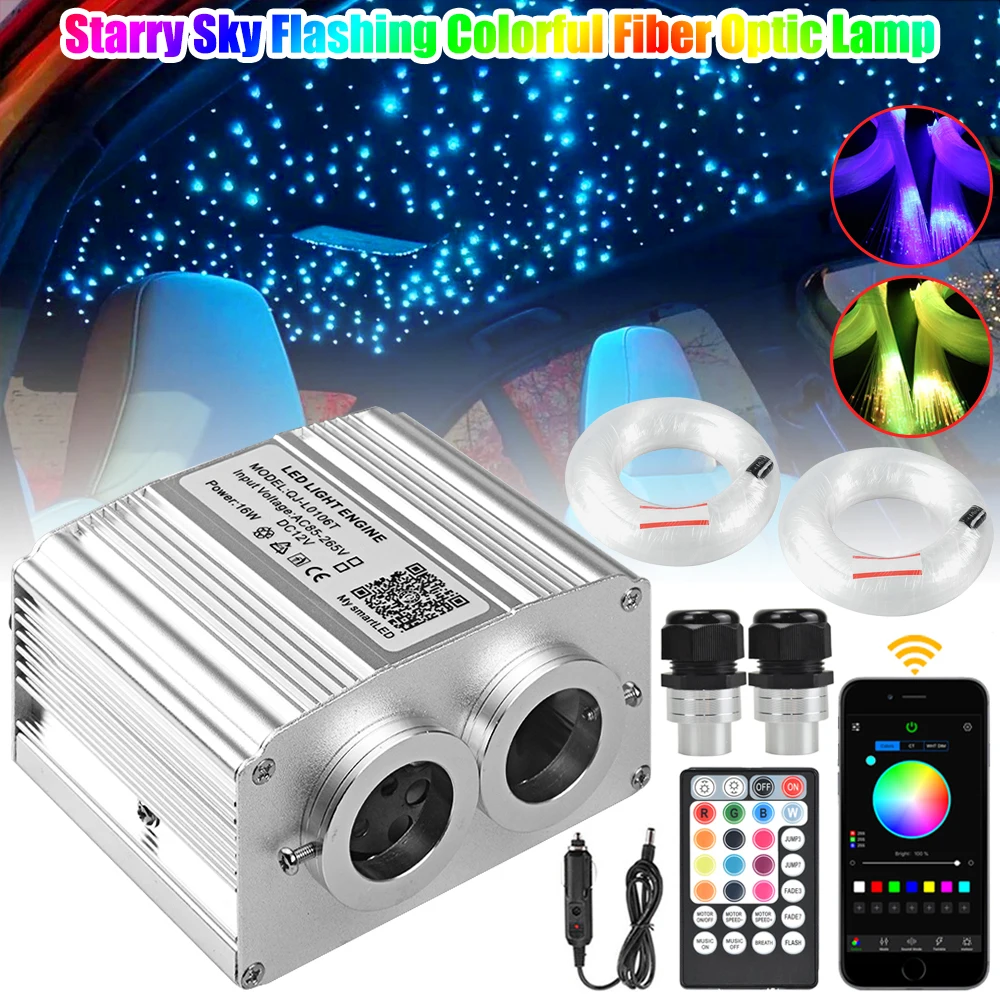 New 16W Twinkle Starry Sky Car Star Ceiling Light RGBW Fiber Optic Light Led Star Roof Interior Atmosphere Car Home Decor