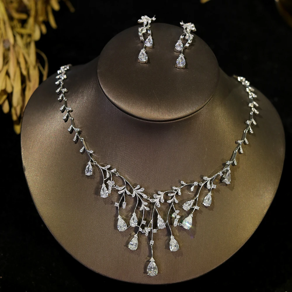 ASNORA 2024 Nuovo set di gioielli a goccia d'acqua Collana di fidanzamento per matrimonio per donna Regalo damigella d'onore_voghion.com