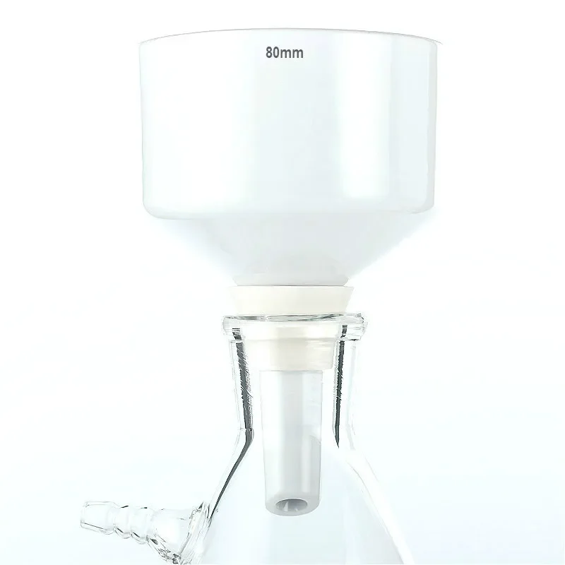 도자기 부흐너 깔때기, 80 mm 화학 실험실 세라믹 필터 깔때기, 도자기 음압 흡입 다공성 깔때기, 1 개