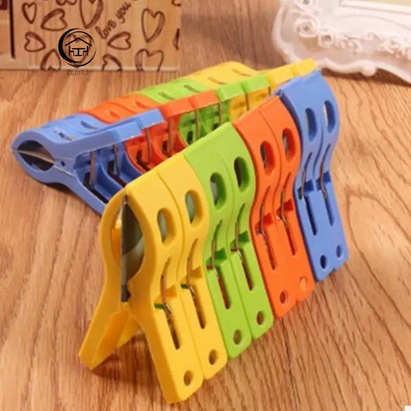 8Pcs/Set Large Plastic Hanger Clips Windproof Beach Towel Clothes Pegs Powerful Spring Clamp Clothespin Organizers clothes pegs clothespins with hooks
