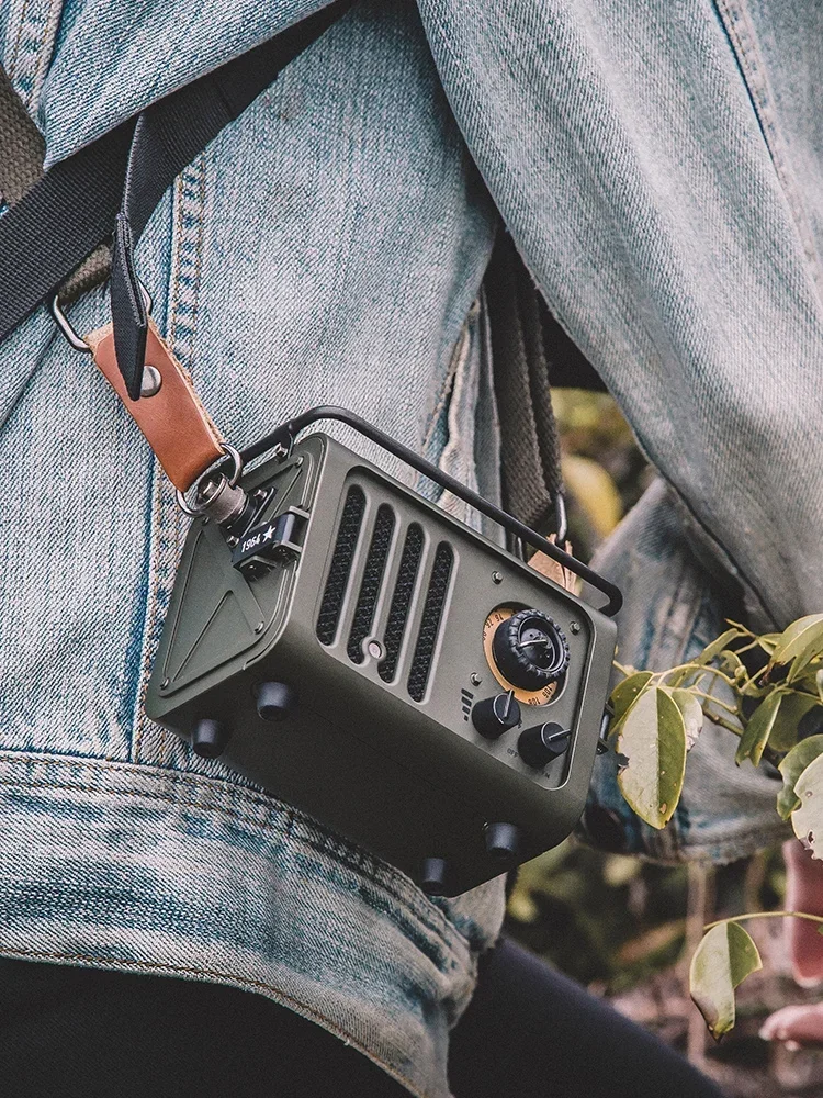 Muzen Wireless Bluetooth Speaker Metal Radiooo Wd101gn Portable Retro Wild Jeep Style Fm Radio Outdoor Creative Camping Custom 4