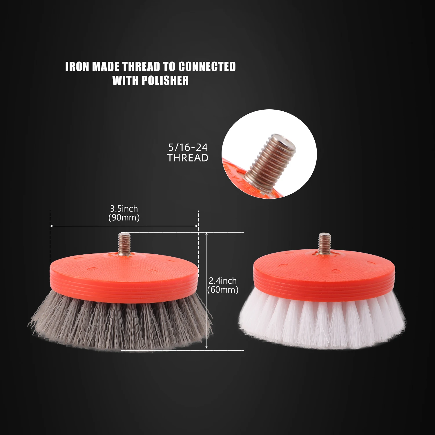 3.5inch Soft Drill Brush Head Drill Brush Attachment with 5/16-24 Thread for Dual Action Polisher