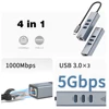 USB C HUB Docking Station Type C to RJ45 1000Mbps Ethernet Adapter USB3.0 HUB Gigabit Network Card 100W charging Dock Extension 2