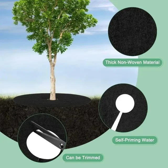 Protezione per l'albero Tappetini per erbacce Anelli per pulcini Copertura da giardino Eco-Friendly Barriera per erbacce Panno Riutilizzabile Protezione per radici di piante Cuscini in feltro 5