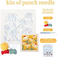 DIY Punch Needle Embroidery Kit with Frame 25x25cm Landscape Pattern for Beginner Cross Stitch Set Hoop Handmade Sewing Art Craf 3