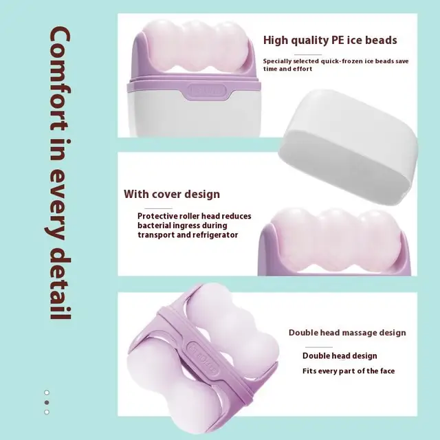 Cold Compress Device Double Headed Roller 2-in-1 Ice Massage Device Multi Functional Massager For Relieving Edema Cooling 2