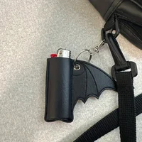 Bat crazy vegan vinyl faux leather black demon wing lighter case keychain 2