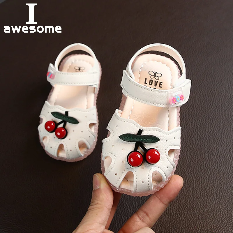 

Size 15-30 Summer Baby Sandals for Girls Cherry Closed Toe Toddler Infant Kids Princess Walkers Baby Little Girls Shoes Sandals