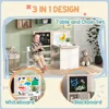 Kids Table and Chair Set,3 in 1 Kids Art Table and Chair Set with Storage Shelves,Toddler Table and Chair Set for 3-8 Year,White 3