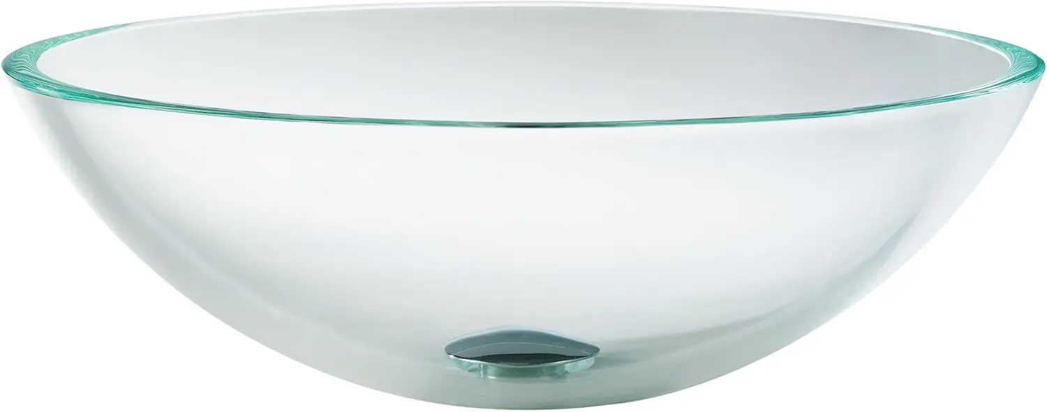 KRAUS Round Crystal Clear Glass Vessel Bathroom Sink, 16 1/2 inch GV-100 2
