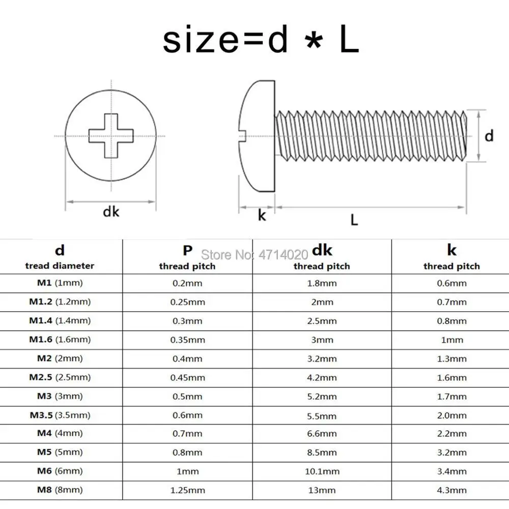 Stainless steel screws M1.6 M2 M2.5 M3 M3.5 M4 M5 M6 M8 GB818-85 A2-70 304 Stainless steel Cross Phillips Round Pan Head Screw Bolt