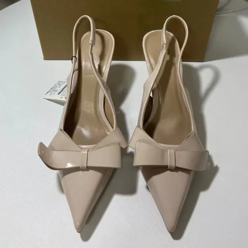 Woman High Heels Sandals Pointed Daily Office Lady Shoes Fashion Patent Leather Summer Slingback Dress Stilettos women slingback sandals women high heels shoes women dress shoes