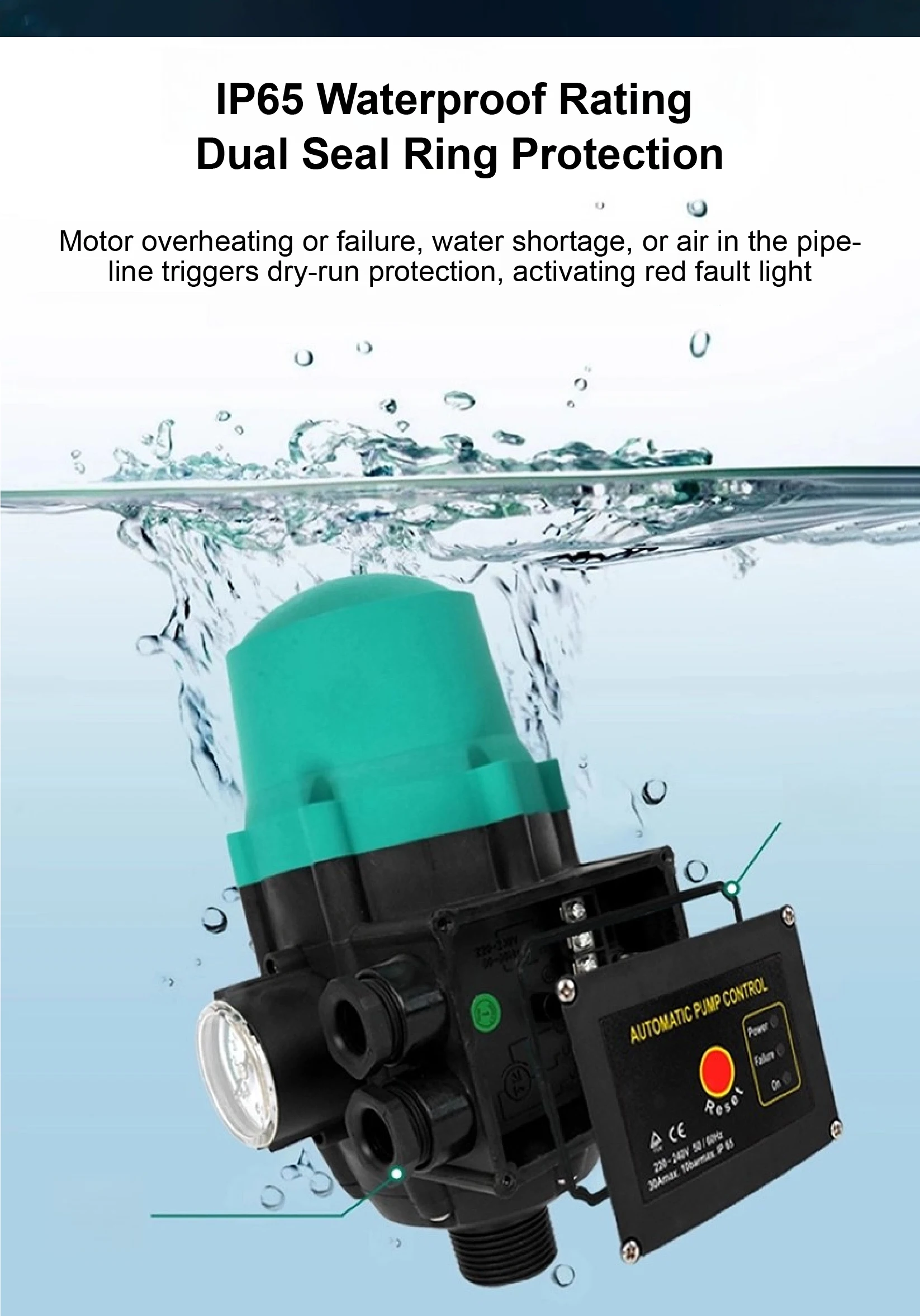 PS02 Automatic Start Stop Booster Water Pump Pressure Switch Controller G1 G2 1-