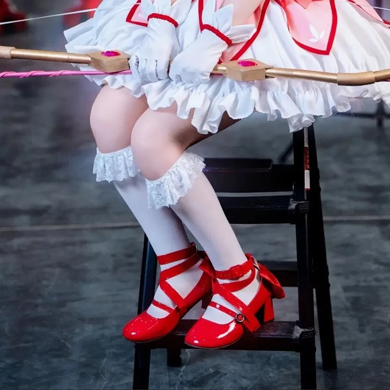 Generic Red Bow High Heel Boots for Cosplay Events