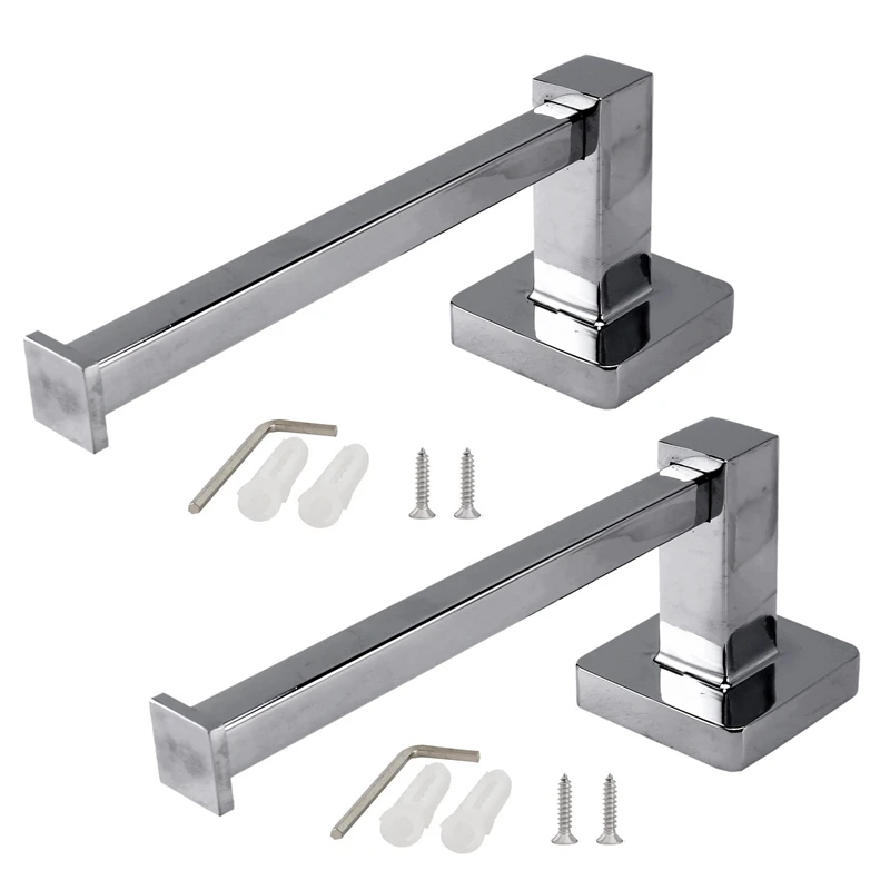 

2X Chrome Square Bathroom Toilet Roll Holder. Wall Mounted Toilet Roll