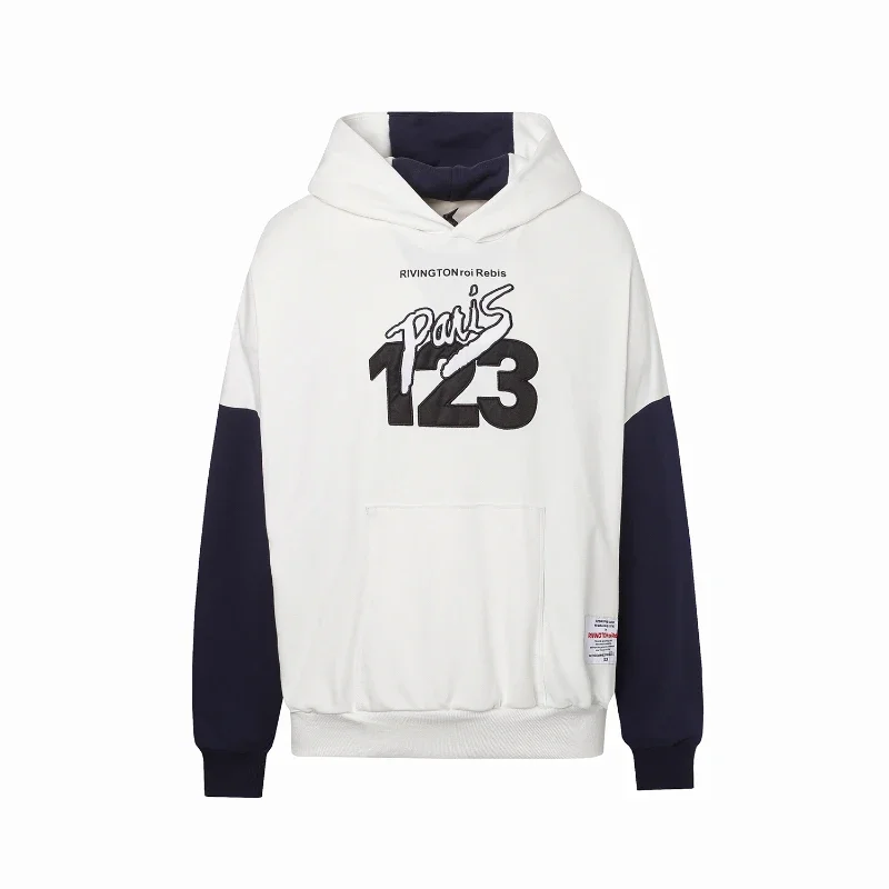 

2024 New RRR123 American Vintage High Street Alphabet Splicing Contrast Color Loose Sports Casual High Quality Hooded Sweater