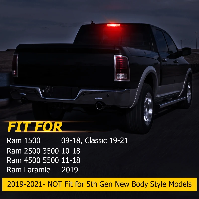 Black 2009-2018 Dodge Ram 1500 10-18 2500 3500 LED Bar Tail Lights Brake Lamps E - Foto 13