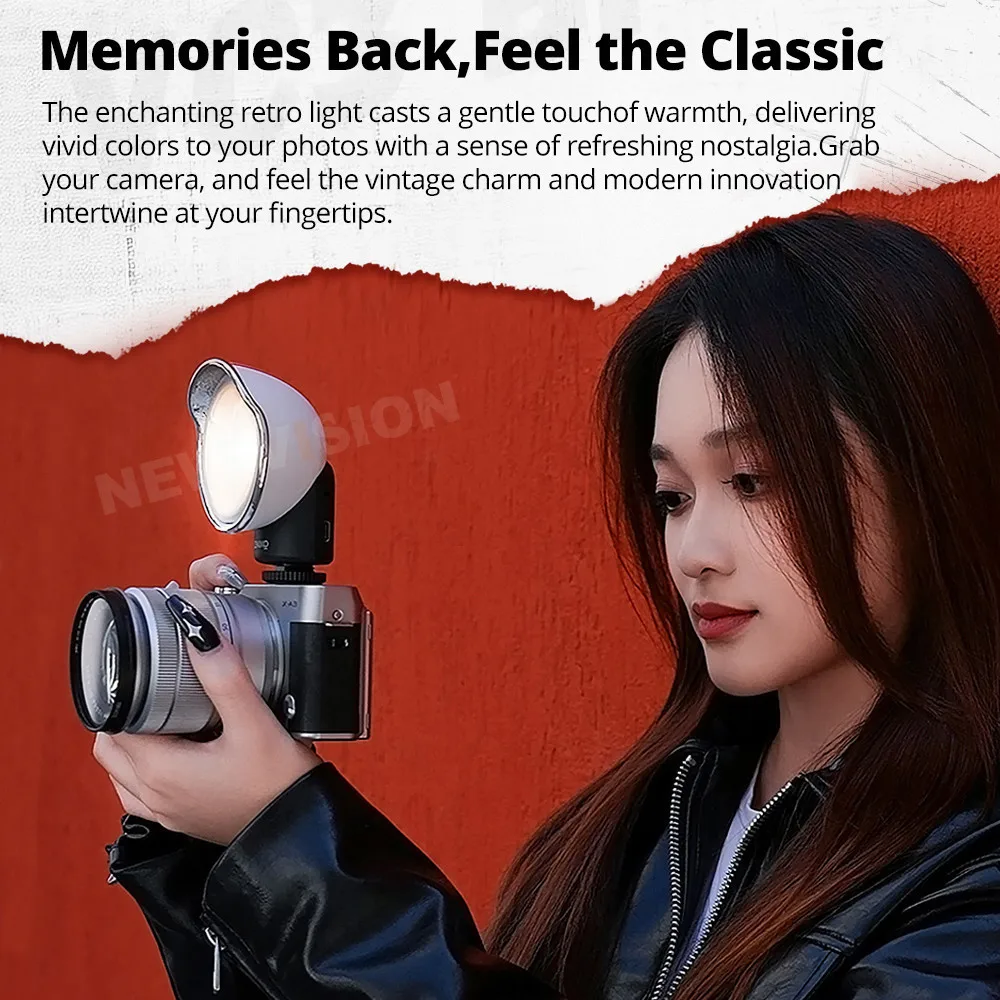 ZENIKO VC3 Bi 레트로 LED 조명, 컬러 필터 디퓨저, 범용 콜드 슈 온 카메라 사진 비디오 필 라이트