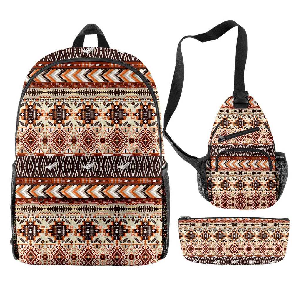 

Fashion Youthful Funny Aztec 3pcs/Set Backpack 3D Print Bookbag Laptop Daypack Backpacks Chest Bags Pencil Case