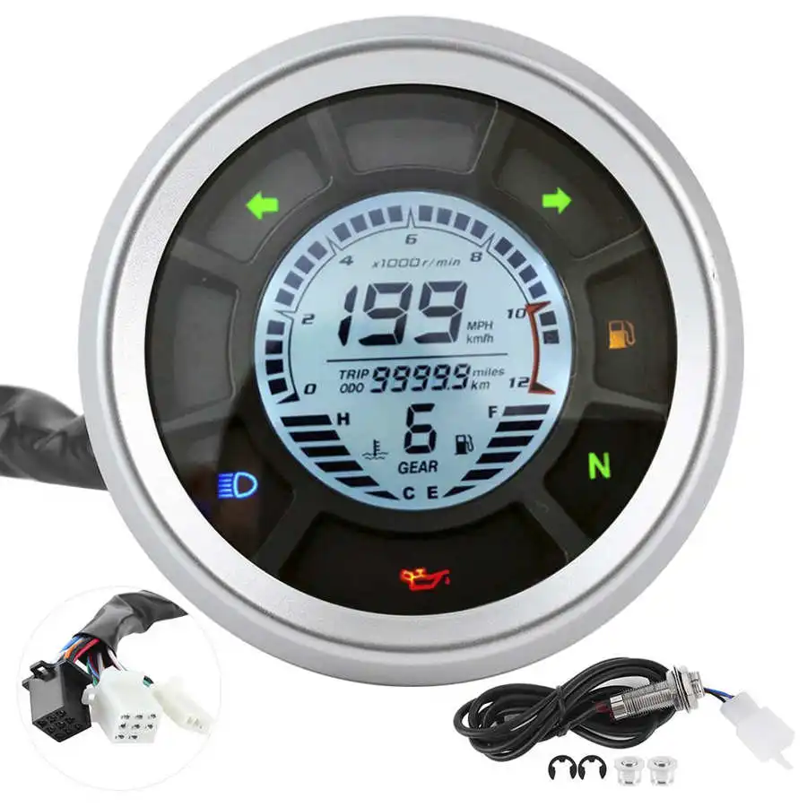 Tachymètre numérique compteur de vitesse compteur kilométrique 12000tr/min  moto rétro-éclairage LED