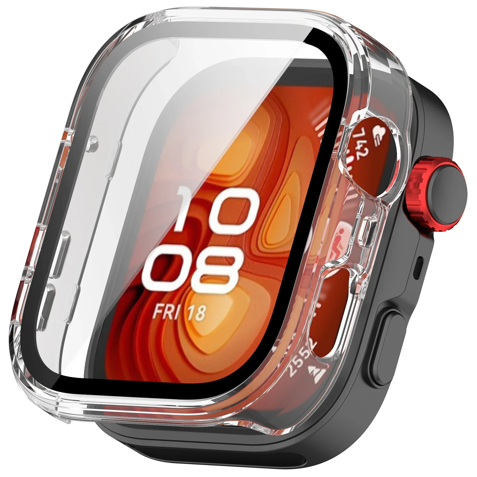 HD Tempered Glass+PC Protective Case for Huawei Watch Fit - Full Coverage Screen Protection Cover, Premium Accessories