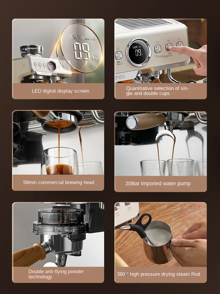 SUPOR SW-CFB302 Espresso semi-automatic coffee machine Home office small milk foam grinding a embodiment of grinding coffee 5