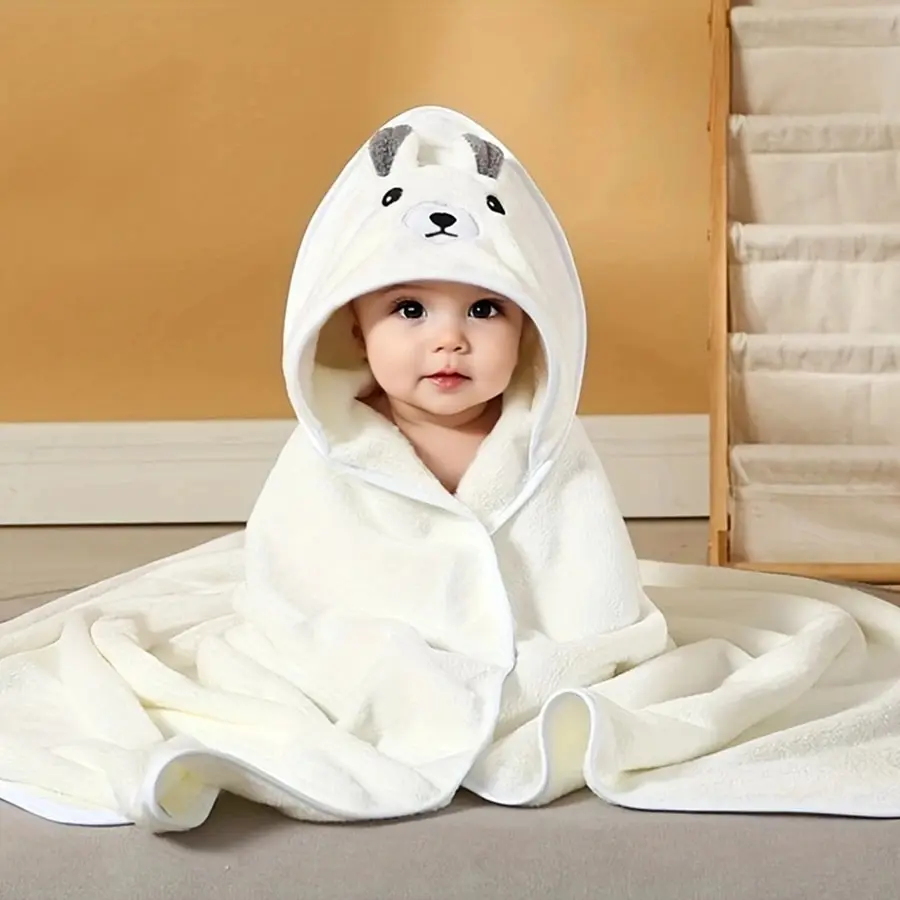 Bathrobe Bath Towel 1 Baby Bath Towel Towel Hat Cape Bathroom Supplies Can Be Used for Swaddling Carts out Blanket Napping Quilt