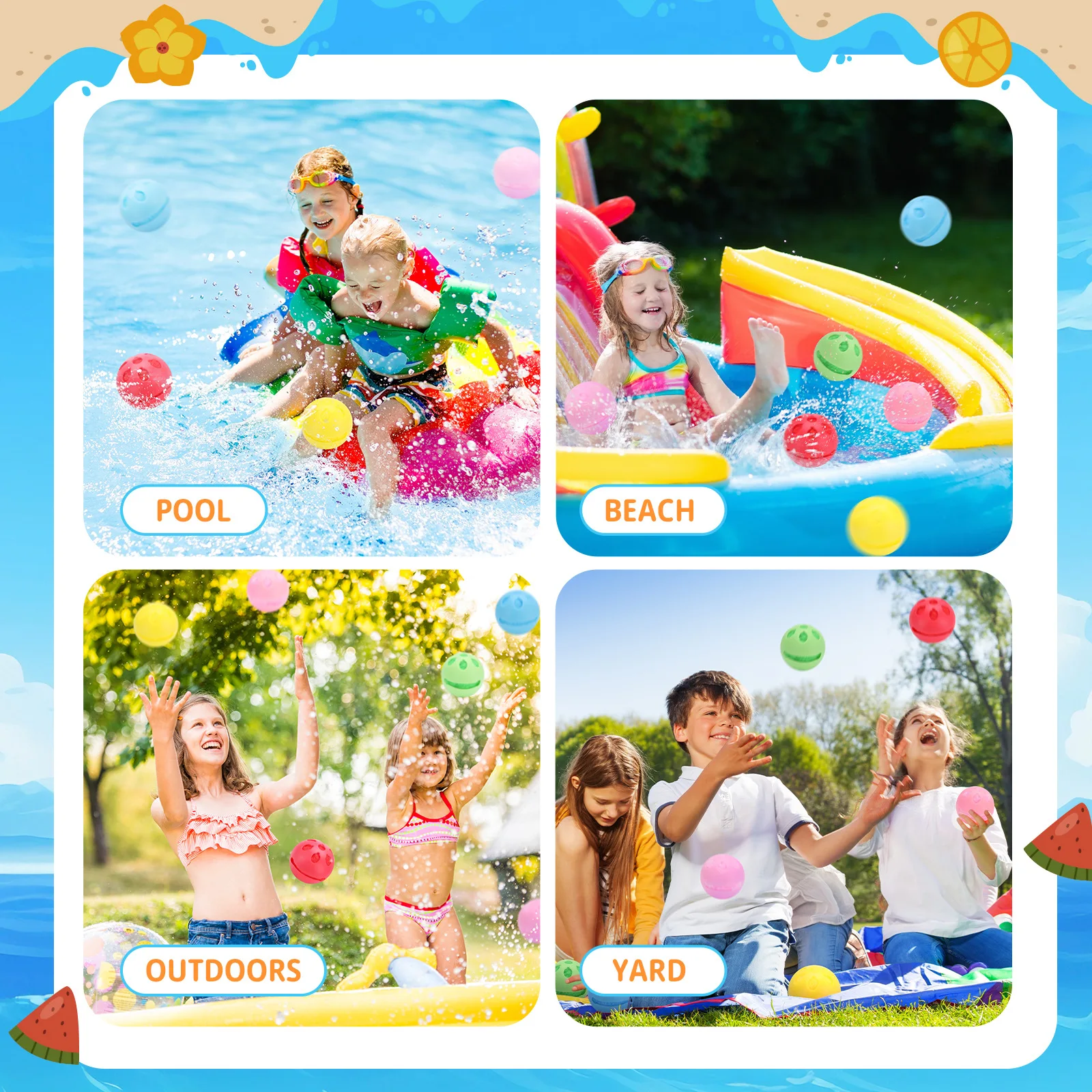 6 Pcs Reusable Water Balloons, Latex-Free Soft Silicone Water Splash Ball, Silicone Surround Ball Noctilucent Ball
