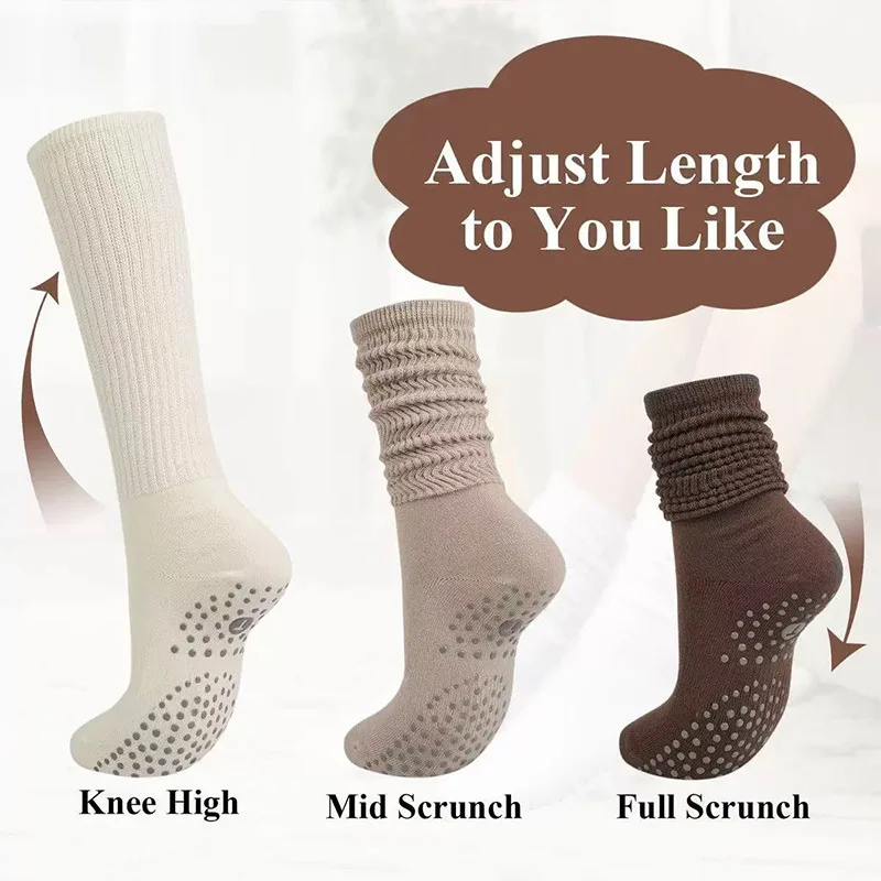 Women's Non-Slip Yoga & Pilates Mid-Calf Socks - Sweat-Absorbent and Versatile Fitness Grip Socks