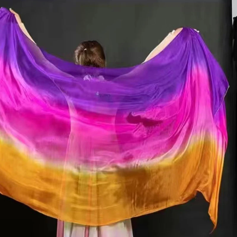250x114cm Women Dancing Scarf Gradient Color Hijabs Latin Belly Dance Performance Shawl Costumes Accessories Scarf