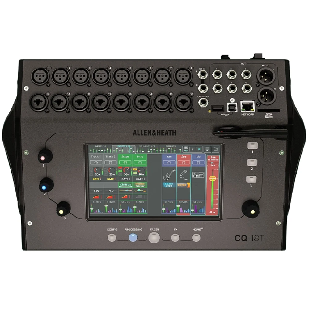 Allen & Heath CQ-18T 디지털 믹서 콘솔, 7인치 터치스크린, Wi-Fi 및 블루투스 연결 기능 탑재, 오디오 스테이지 라이브 사운드용